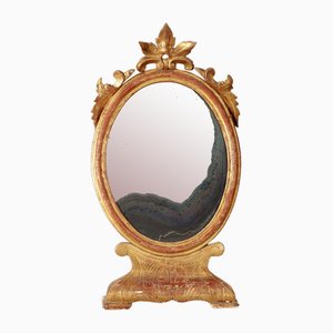 Specchio da bagno eclettico in legno dorato e intagliato