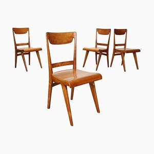Oak Dining Chairs, 1950s, Set of 4