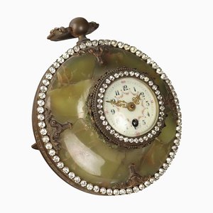 Orologio da banco in bronzo e onice, metà XIX secolo