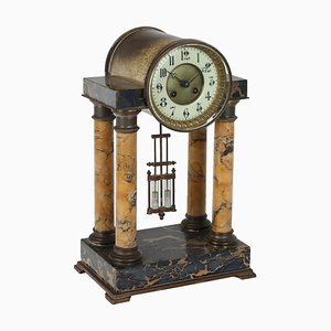 Horloge en Forme de Temple en Marbre et Bronze Doré, 1800s