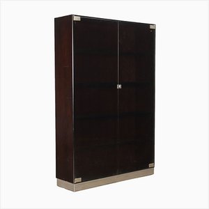 Vintage Showcase in Veneered Exotic Wood & Smoked Glass, 1970s