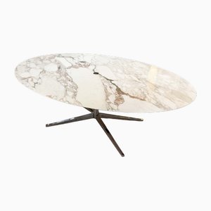 Oval Coffee Table in Marble and Chromed Steel by Florence Knoll, 1950s