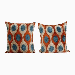 Double Side Ikat Velvet Cushion Covers, Set of 2