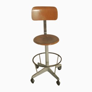 Vintage Stool with Back, 1950s