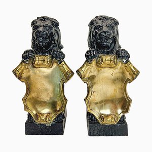 Embouts Lions Antiques en Fonte et Bronze, 1890s, Set de 2