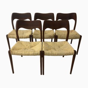 Teak Dining Chairs attributed to Niels Otto Møller for J.L. Møllers, 1960s, Set of 5
