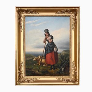 La Bergère, 19th Century, Oil on Canvas, Framed