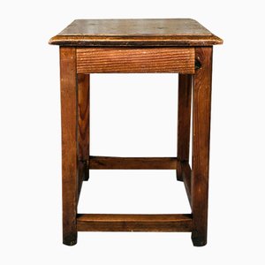 Vintage Farmhouse Stool with Footrest, 1940s