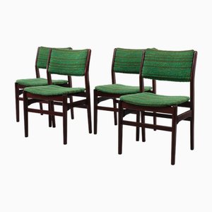 Green Fabric Dining Chairs, Holland, 1968, Set of 4