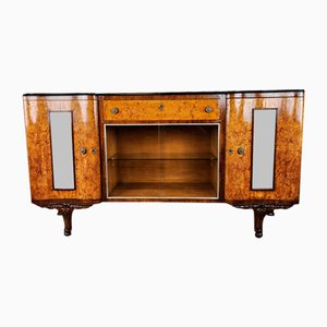 Chippendale Sideboard with Marble Top and Sliding Glass, Italy, 1920s