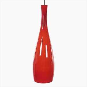 Lampe à Suspension Rouge/Orange en Verre par Jacob E. Bang pour Fog & Mørup, 1960s