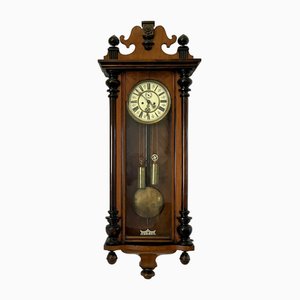 Antique Victorian Carved Walnut Wall Clock, Vienna, 1860s