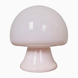 Lampe de Bureau Mushroom en Opaline et Céramique Émaillée Blanche, 1970s