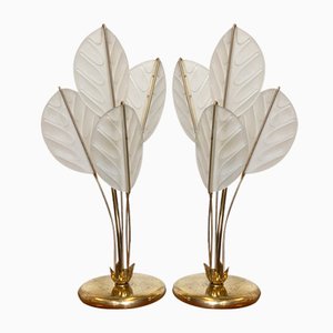 Table Lamps in Brass and Glass in the style of Maison Bagues, 1980s, Set of 2