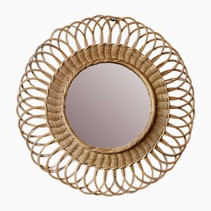 Miroir Soleil Vintage en Osier