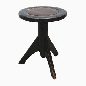 Tabouret de Piano Noir Rotatif, 1920s