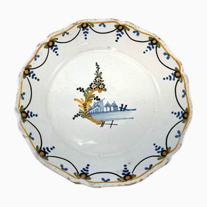 Burgundy Earthenware Plate, 18th Century