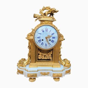 Horloge Napoléon III Dorée et Bronze Marbre, 19ème Siècle