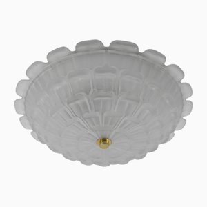 Large Stepped Satin Glass Flush Mount, Germany, 1960s