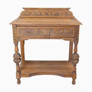 19th Century French Writing Table in Carved Oak, 1880s