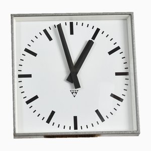 Large Vintage Square Wall Clock from Pragotron, 1950s