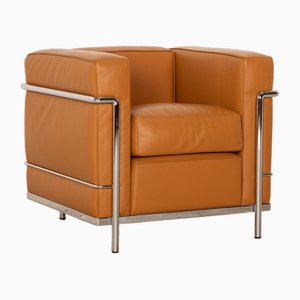 LC2 Armlehnstuhl aus Braunem Leder von Le Corbusier für Cassina
