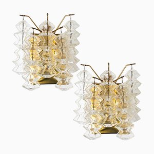 Brass and Glass Sconces attributed to Kalmar, Vienna, 1969, Set of 2