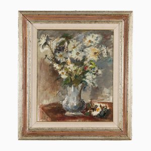 Da Ezio Pastorio, Vaso da fiori, XX secolo, Olio su tela, Con cornice
