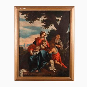 Heilige Familie mit Johannes, 1600er, Öl auf Leinwand, Gerahmt