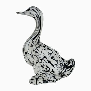 Black and White Glass Duck by Archimede Seguso