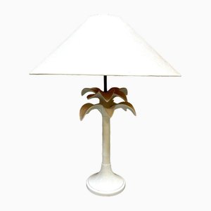 Lámpara de mesa italiana vintage con palmera de cerámica al estilo de Tomaso Barbi, años 60