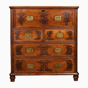 Chinese Camphor Wood Secretaire Campaign Chest