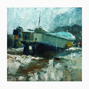 Julian Rowe, Resting Boat, Oil Painting, 2023