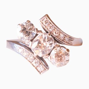 Ring aus 18 Karat Weißgold mit Diamanten, 1940er