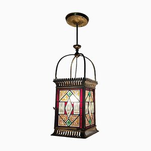 19th Century English Stained Glass Lantern