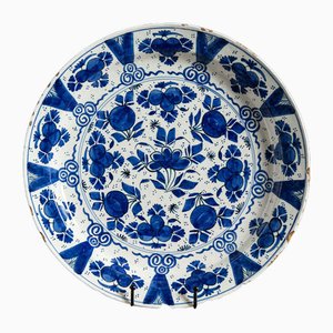18th Century Dutch Delftware Blue & White Floral Serving Dish