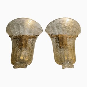 Lámparas de pared de cristal de Murano, años 60. Juego de 2