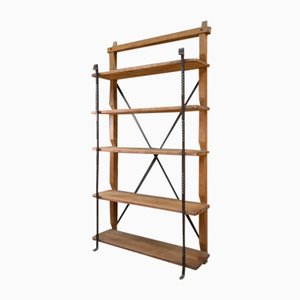 Vintage Shelf in Oak and Wrought Iron for Votre Maison, 1950s