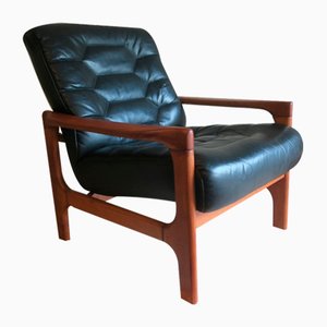 Dänischer Sessel aus schwarzem Leder, 1960er