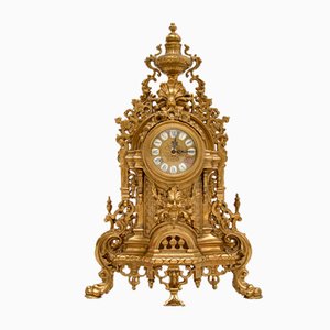 Horloge de Cheminée Vintage en Laiton, France, 1960s