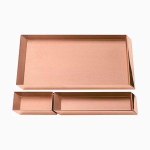 Axonometry Copper Tray Set by Elisa Giovannoni, Set of 3