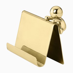 Business Card Holder in Polished Brass by Stefano Giovannoni