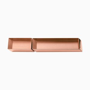 Axonometry Pen and Cards Copper Tray Set by Elisa Giovannoni