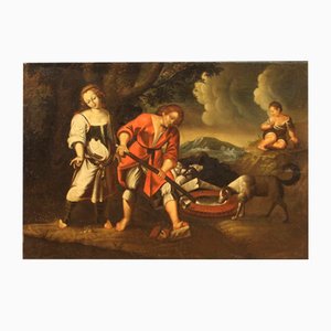 Artiste Italien, Composition Figurative, 1750, Huile sur Toile