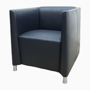 Fauteuil Club en Cuir Véritable Noir de Walter Knoll / Wilhelm Knoll