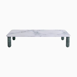 Grande Table Basse Sunday en Marbre Blanc et Vert par Jean-Baptiste Souletie