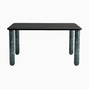 Medium Black Wood and Green Marble Sunday Dining Table by Jean-Baptiste Souletie