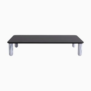 XLarge Black Wood and White Marble Sunday Coffee Table by Jean-Baptiste Souletie