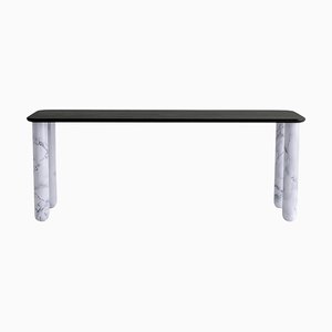 Large Black Wood and White Marble Sunday Dining Table by Jean-Baptiste Souletie