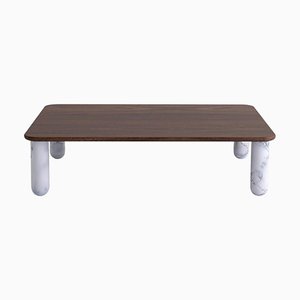 Table Basse Sunday Medium en Noyer et Marbre Blanc par Jean-Baptiste Souletie